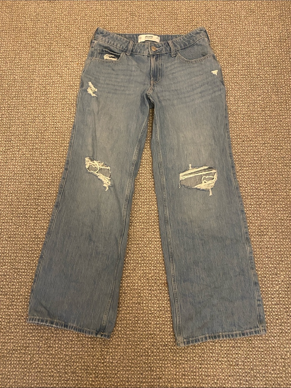 Light Blue Distressed Wide-Leg Women’s Jeans